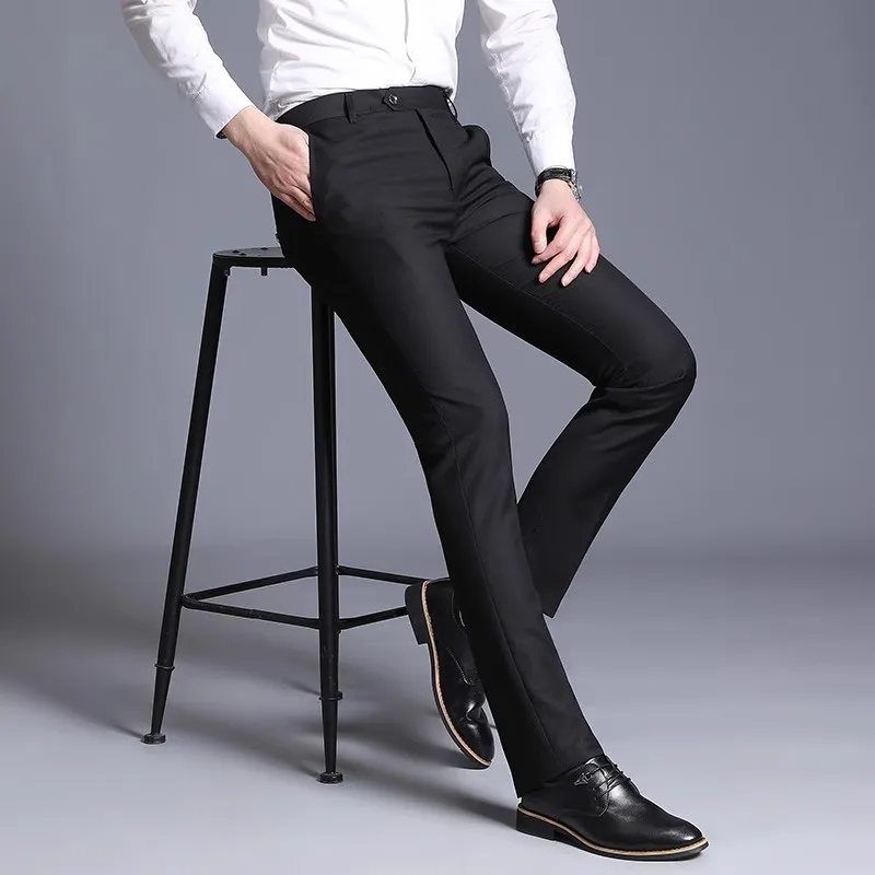 Business Pants Suit Pants Men Pants Men Suit Pants Spring Men Dress Pants Straight Business Office Trousers Mens Formal Male Black Dress Trousers