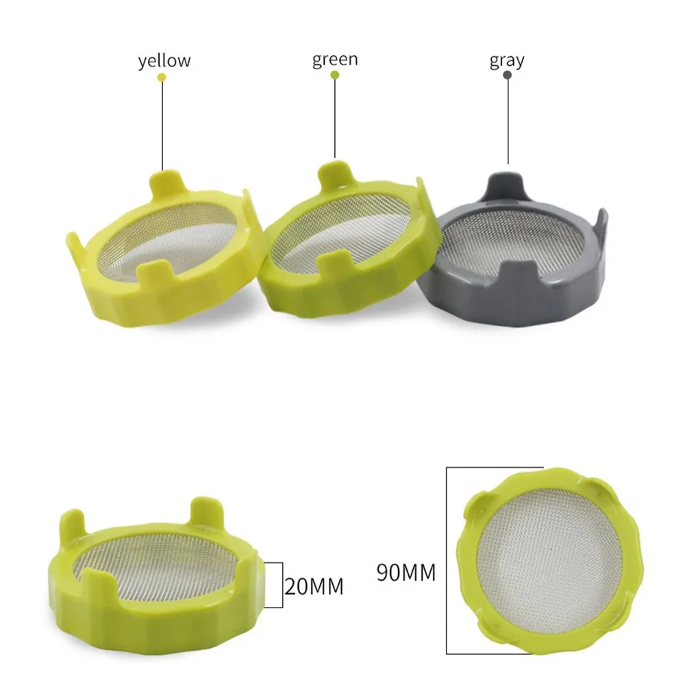 2pcs Plastic Sprouting Lid Mesh Sprout Cover Seed Crop Germination Vegetable Plastic Sealing Ring Lid for Mason Jar Seedling Nursery Bags Hydroponic Germination Tray Hydroponic Gardening Kit Sprouting Jars Kit Seedling Box
