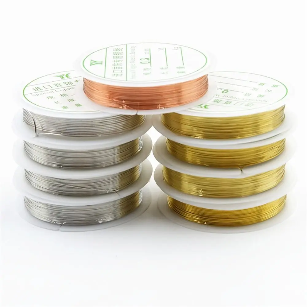 1롤 골드 실버 황동 구리 와이어 DIY 0.2/0.4/0.6/0.8/1mm 비딩 와이어 팔찌 목걸이 수제 공예 코드 줄