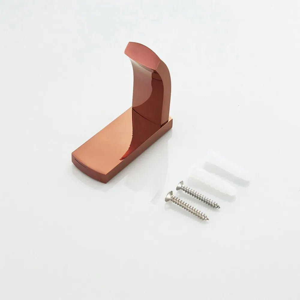 Rose Gold Copper Brass Square Shape Bathroom Accessories Set Towel Bar Toilet Paper Holder Robe Hook Wall Mounted azh105
