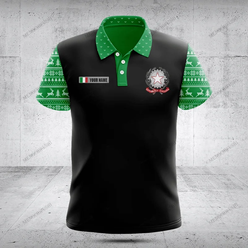 

Индивидуализированная Рождественская рубашка-поло с эмблемой Италии, классная спортивная одежда унисекс, Повседневная Уличная одежда, быстросохнущие свободные топы с коротким рукавом