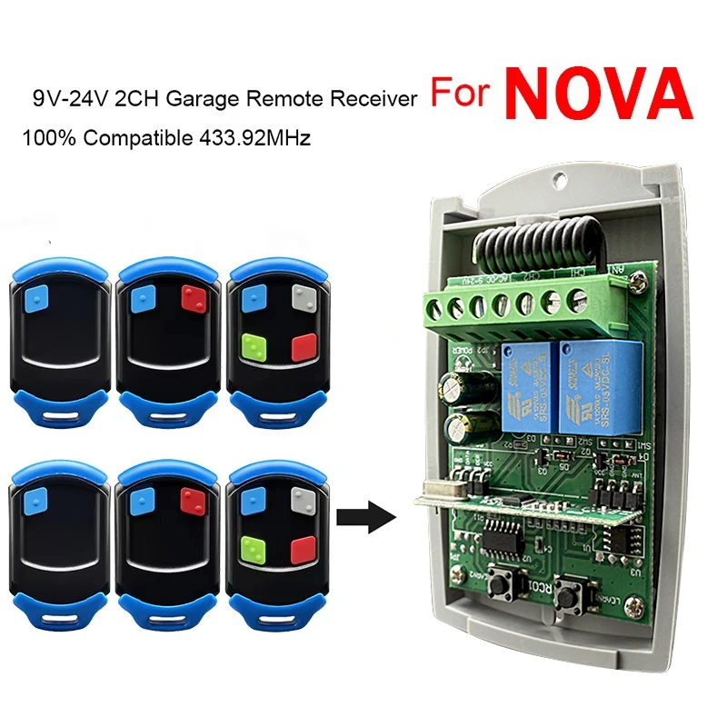 Garage Remote Control For NOVA Garage Gate Remote Control Receiver D2 D5 D5 Evo D10 A10 R3 R5 Vantage Vector Vert-X 400 500 300 433MHz