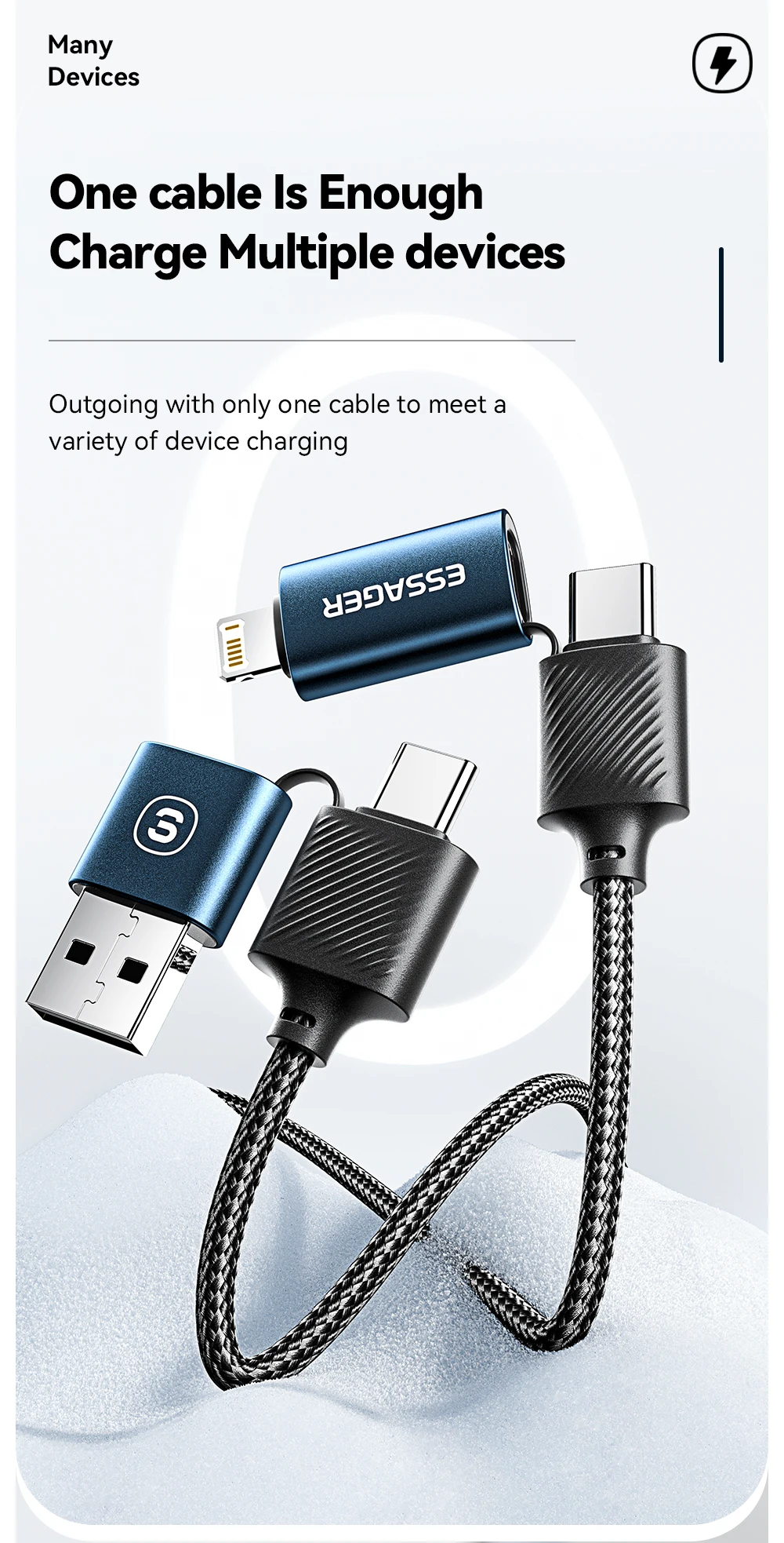 Essager 2 في 2 USB سريع ، هاتف محمول من نوع USB وphone Apple من نوع C ، ملحقات كابل شحن الكمبيوتر اللوحي 7 Essager 2 في 2 USB سريع ، هاتف محمول من نوع USB وphone Apple من نوع C ، ملحقات كابل شحن الكمبيوتر اللوحي