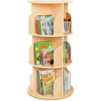Kids Rotating Bookshelf Tower, Small Corner Bookshelf for Small Space, 360 Display 3 Tier Floor Standing Montessori Bookshelf 2