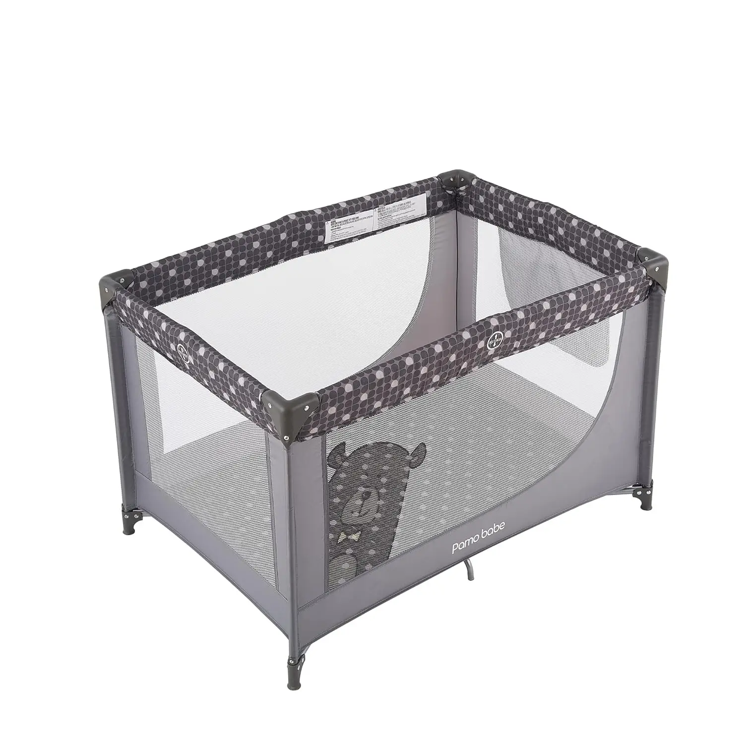 Portable Crib Baby Playpen with Mattress and Carry Bag Grey 2