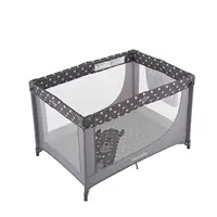 Portable Crib Baby Playpen with Mattress and Carry Bag Grey 2