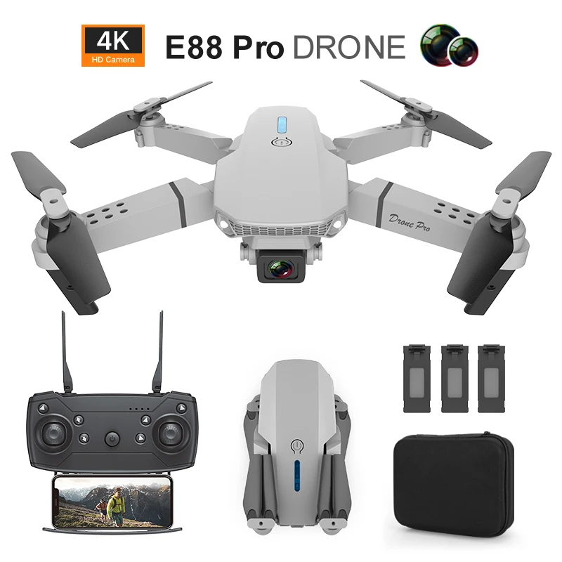 2022 NEW E88 Pro Wifi FPV Portable Foldable Remote Control Drones 4K HD Daul Camera Drone Rc Quadcopter Helicopter Dron Toys quadcopter remote