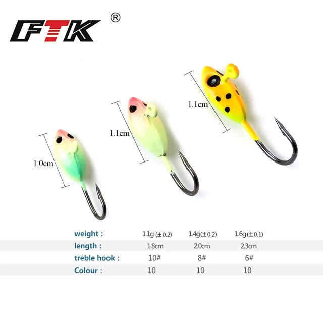FTK 5Pcs/pack 1.1g/1.4g/1.6g Small Winter Ice Fishing Lure With