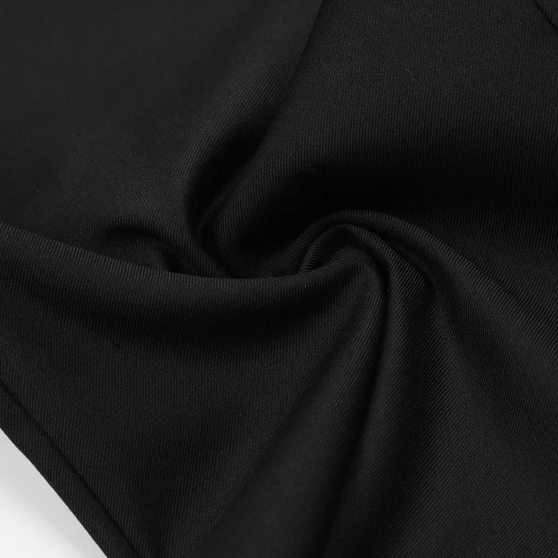 UPRAKF Drawstring Black Trousers Comfort Casual Side Pocket Autumn Pantalones Solid Color Pleated Streetwear