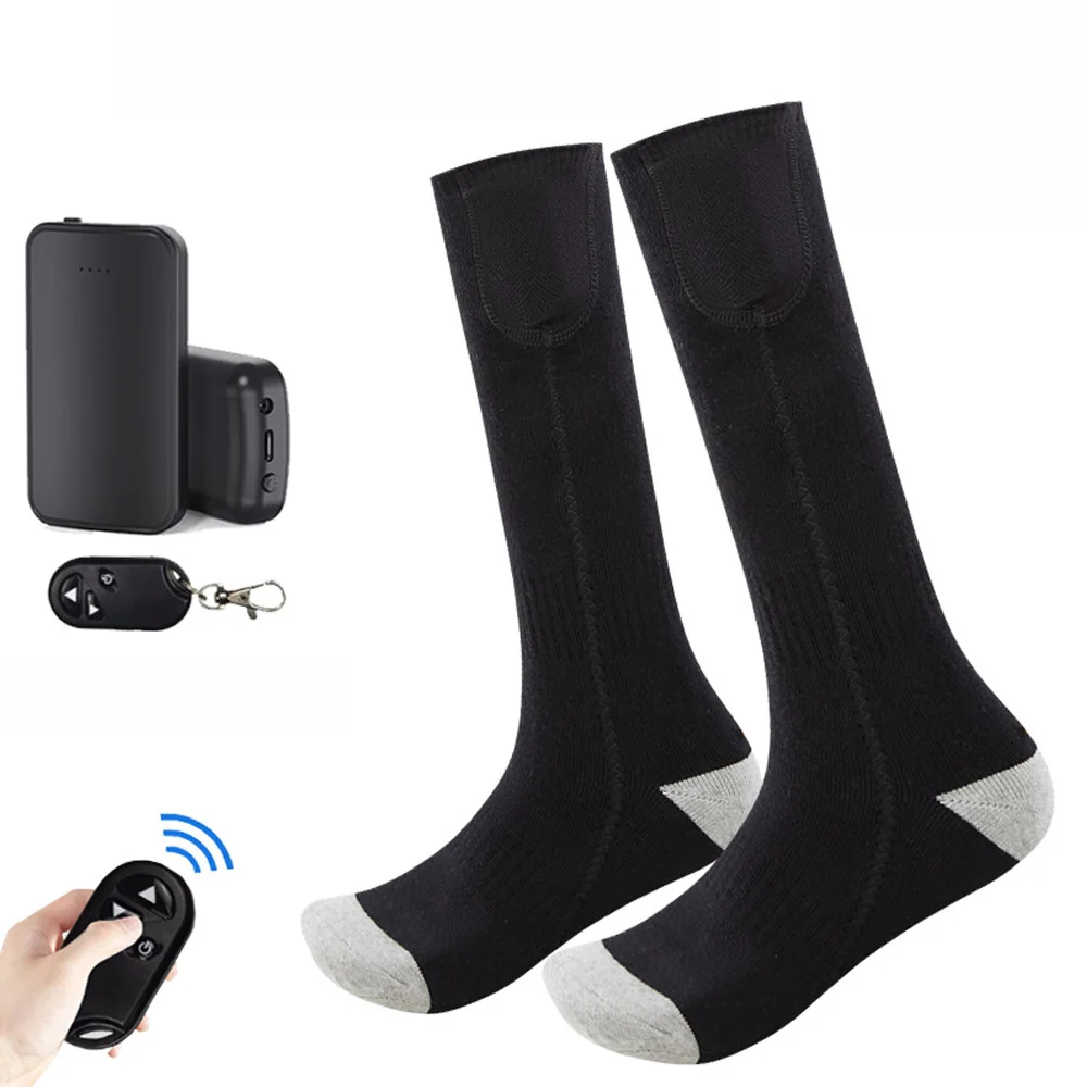 

Heated Socks1 Pair Remote Control Electric Socks Winter Rechargeable Warm Heating Socks with 4000mAh Power Bank Outdoor Skiing