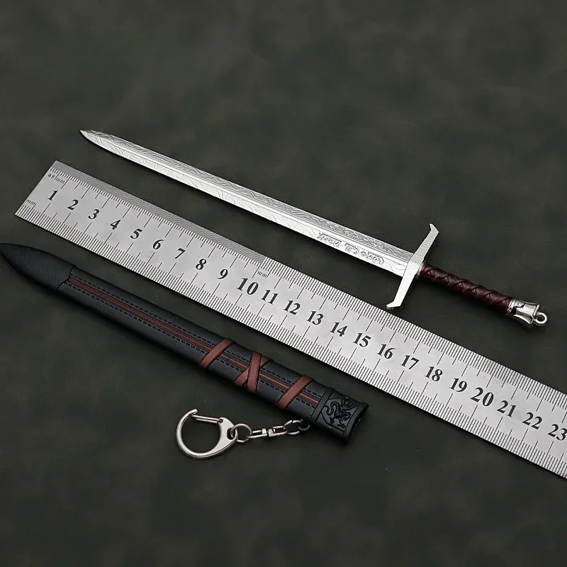 22cm Medieval Arthur Pendragon Swords Metal Katana Samurai Sword Uncut Blade Model Accessories Keychain Gifts Toys for Boys 5