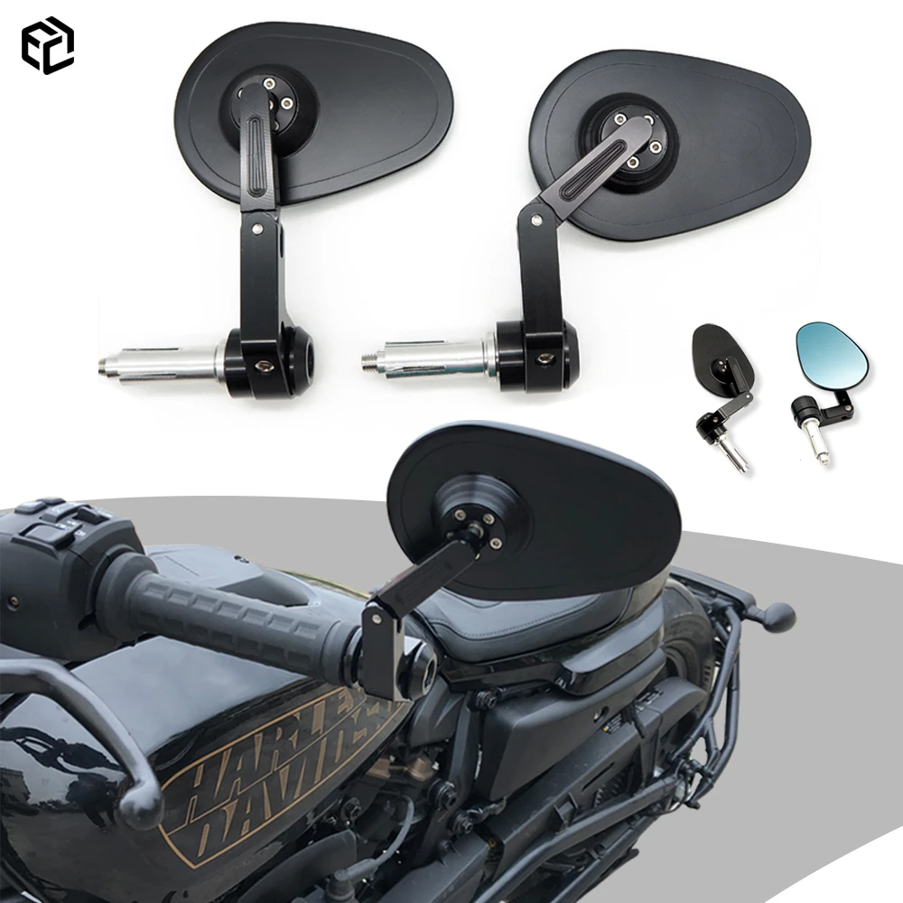 Motorcycle Bar End Mirrors Handlebar CNC Aluminum Black Moto