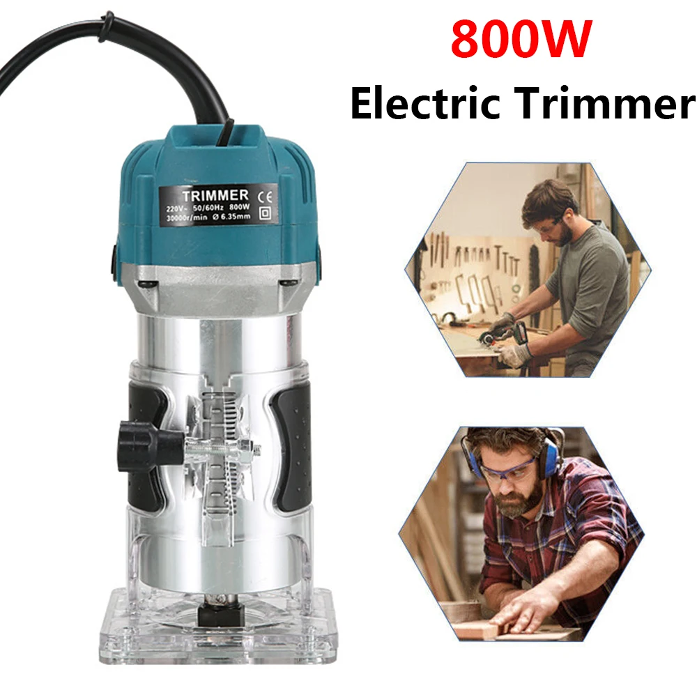 

800W 30000RPM Wood Router Machine Woodworking Electric Trimmer 1/4 Inch Wood Carving Milling Cutting Tools Carpenter Power Tools
