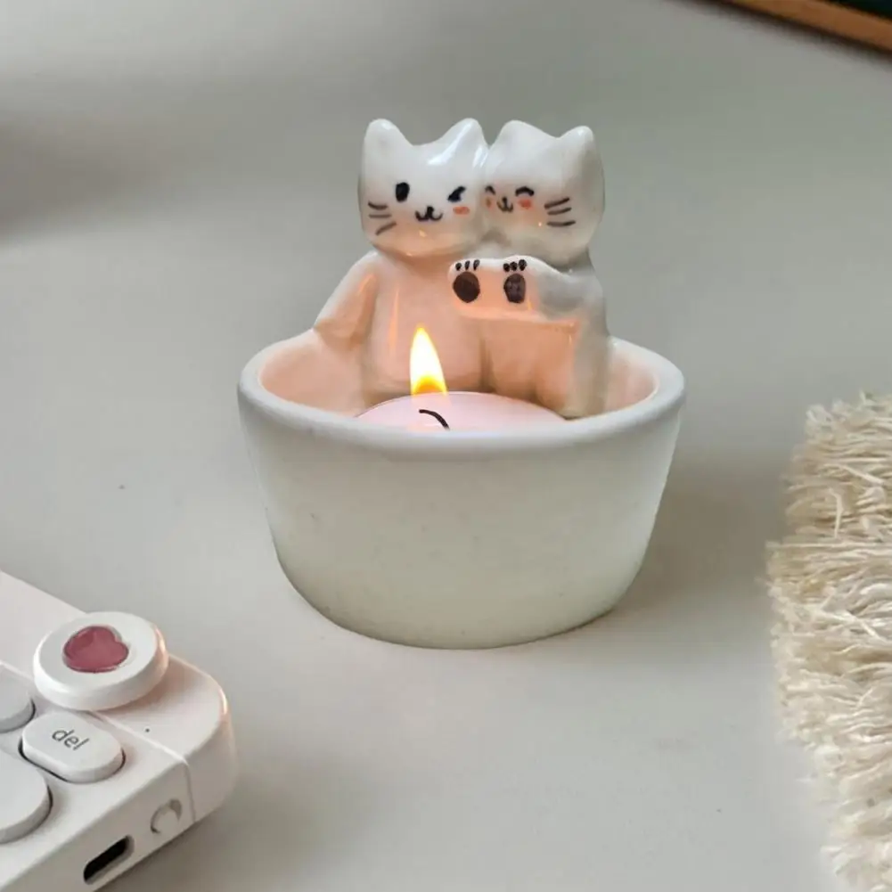 

Подсвечник с теплыми лапами и котенком, очаровательный мультяшный держатель для комнаты, кухни, Декор, резиновый котенок на Рождество