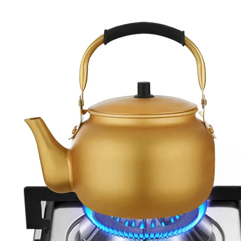 1L Camping Kettle Aluminum Open Campfire Coffee Tea Pot Stovetop Pot Metal Boiler Portable Coffee