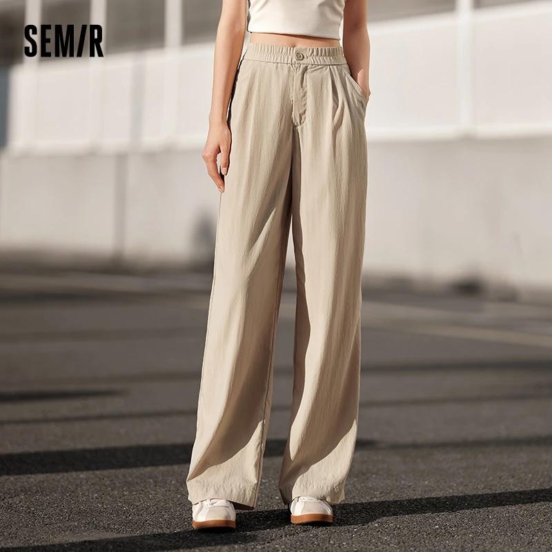 

Semir Casual Trousers Women Elastic Waist Wide-Legged Trousers Lazy 2024 Summer New Texture Draping Trousers Solid Colour The Ja