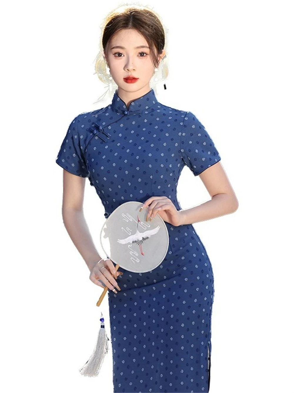 

Republic Style Cheongsam Spring New Young Girl Vintage Elegant Party Dress Traditional Chinese Style Improved Short Sleeve Qipao