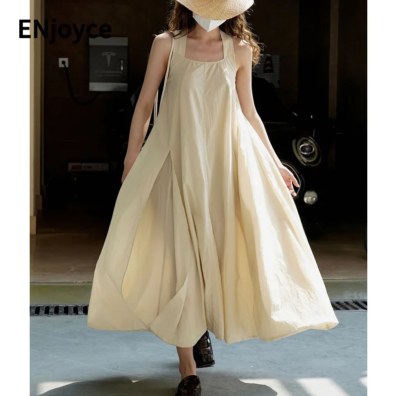 

Женское винтажное платье-макси без рукавов, элегантное платье на бретелях с цветочным принтом в Корейском стиле для отпуска, лето 2024, сарафаны женские летние