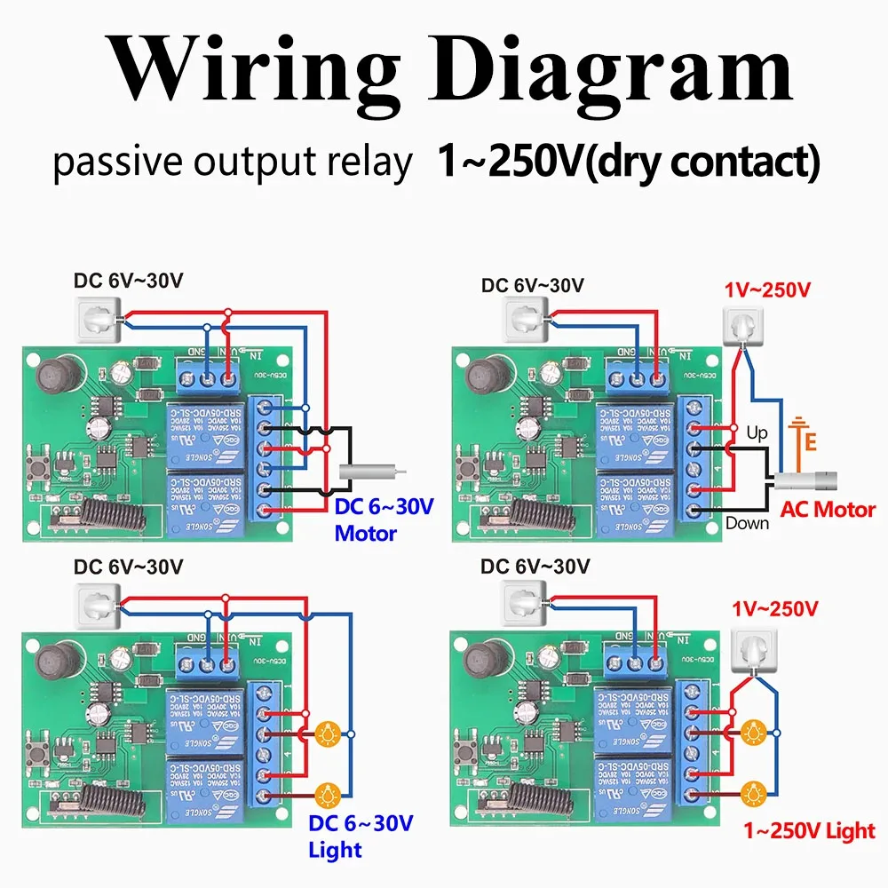 rele e transmissor 433mhz dc 6v 12v 24v 2 ch 03