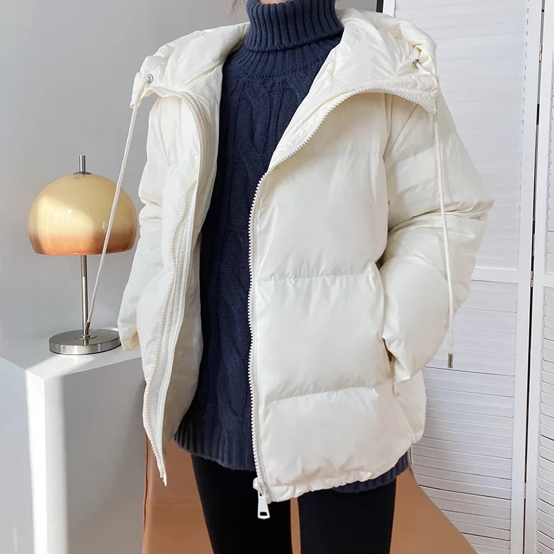 2021 Women Winter Coat Long Sleeve Stand Collar Women Pure Color Warm White Duck Down Thick Jacket Coat Casaco Feminino puffy coats