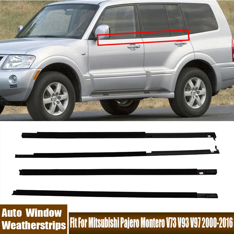 4Pcs/Set Window Stickers Car Accessories Rubber Waterproof Sealing Strip Fit For Mitsubishi Pajero Montero V73 V93 V97 2000-