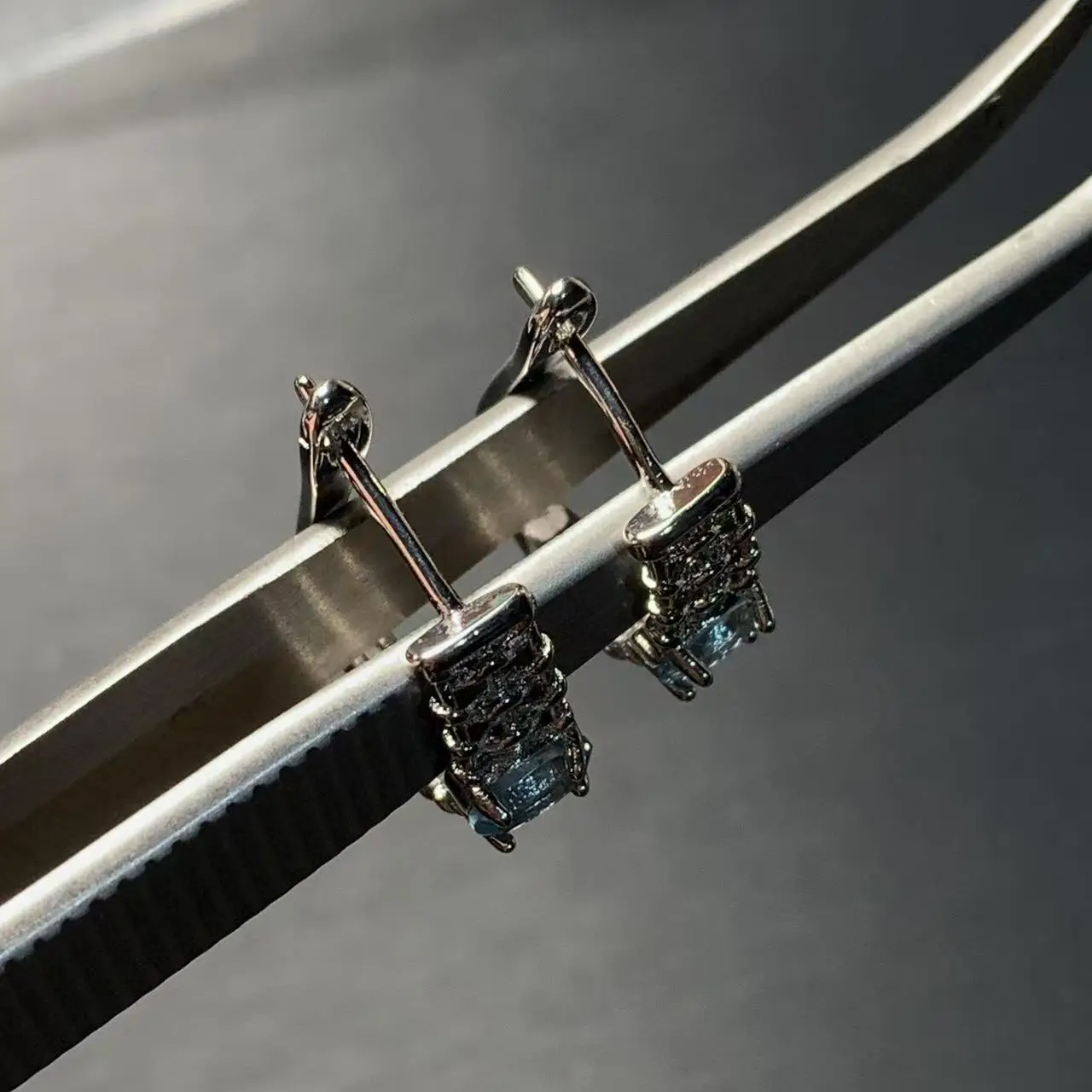 Natural BLUE TOPAZ HOOP Earrings For Women Jewelry Gift Simple Jewelry COPPER Elegant Design Luxury