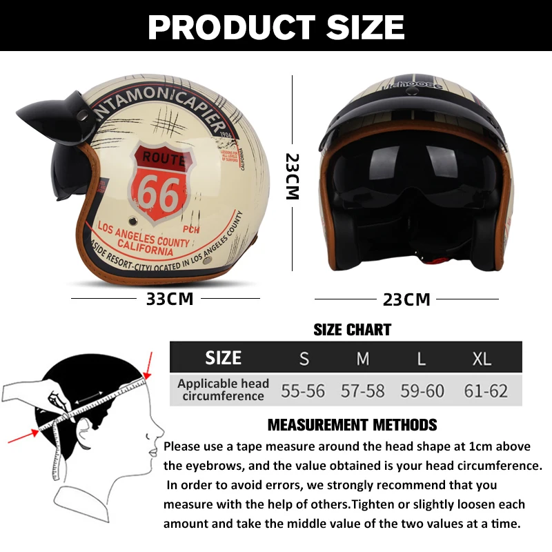 Uchoose 3/4 Retro Open Face Motorcycle Helmet 3