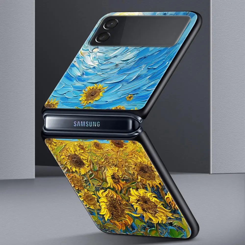 Van Gogh Sunflowers & Starry Night Folding Phone Hard Cover Case