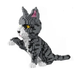 Building Blocks Knew Built Four styles Expressive Micro Particle Mini Cat Orange and Cow Models Pet Enthusiasts