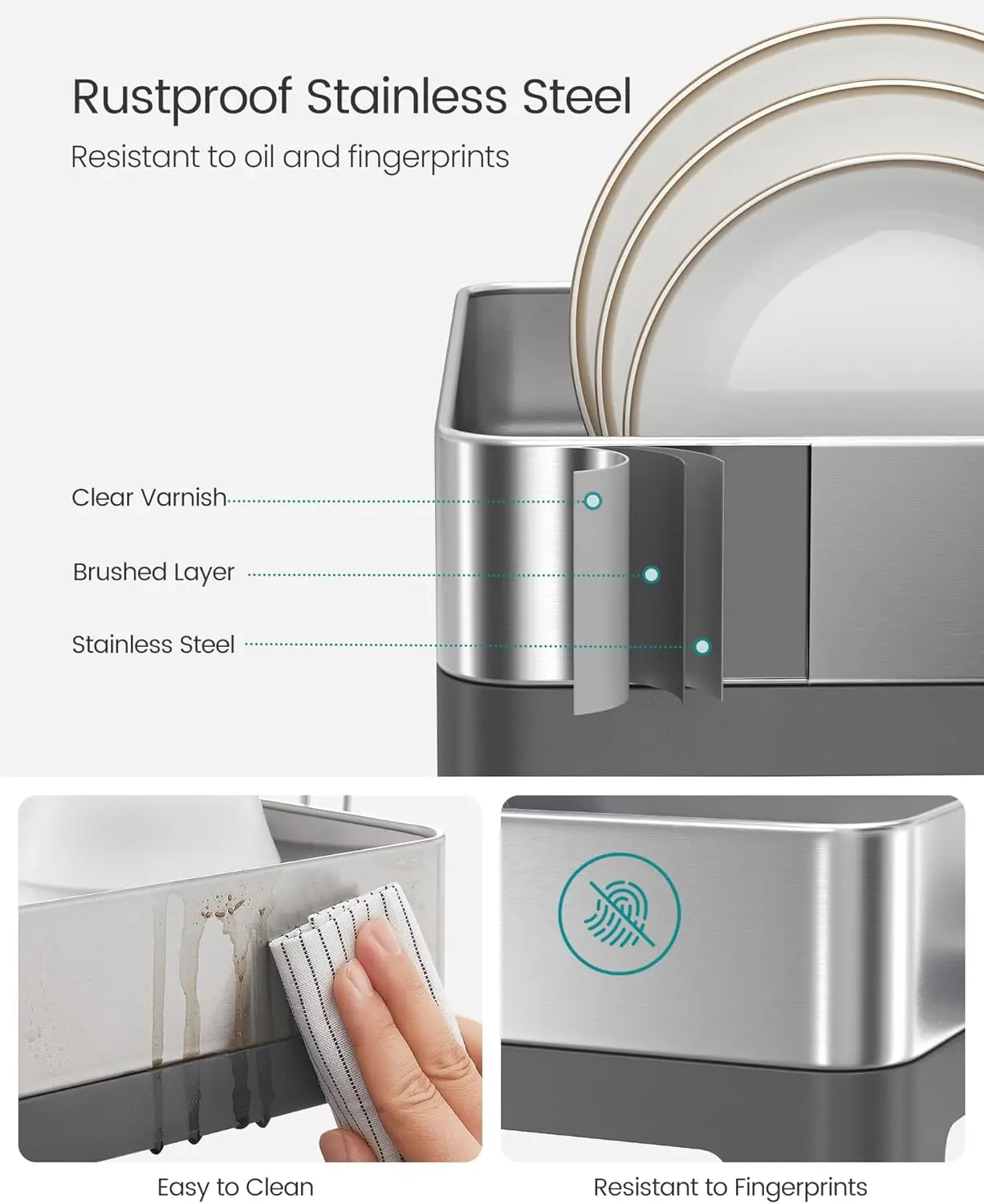 Large Dish Drying Rack, Expandable Dish Dryer for Kitchen Counter, Stainless Steel Dish Rack with Rotatable Spout, Utensil