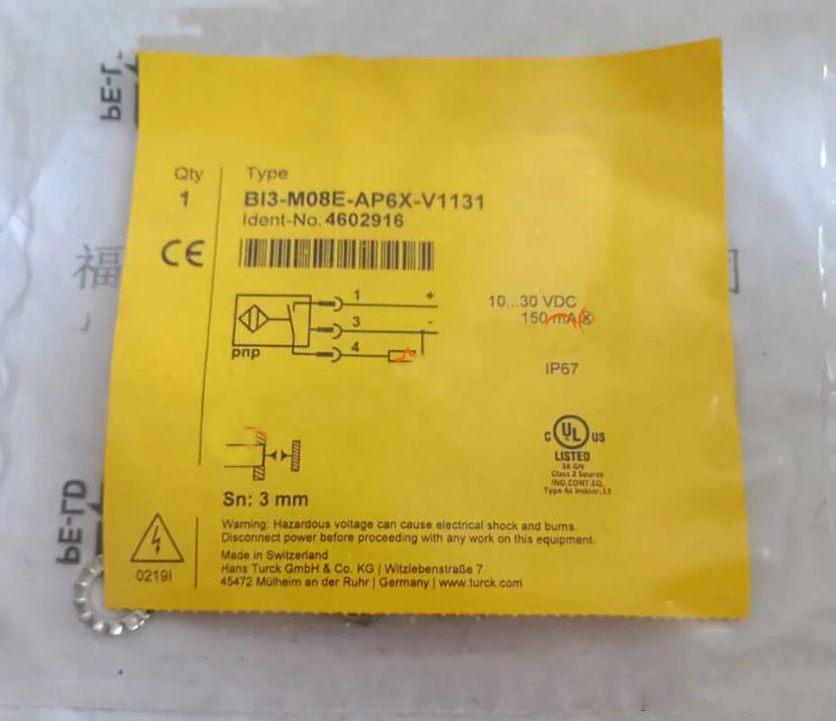 

1 шт., датчик приближения для TURCK, фотосессия Bi3M08EAP6XV1131, новинка