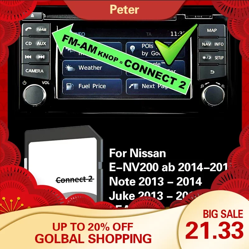 Collegare 2 V6 Sd Card 2021 2022 Note Juke Leaf Micra E-Nv200 Map Uk Eu Per Nissan