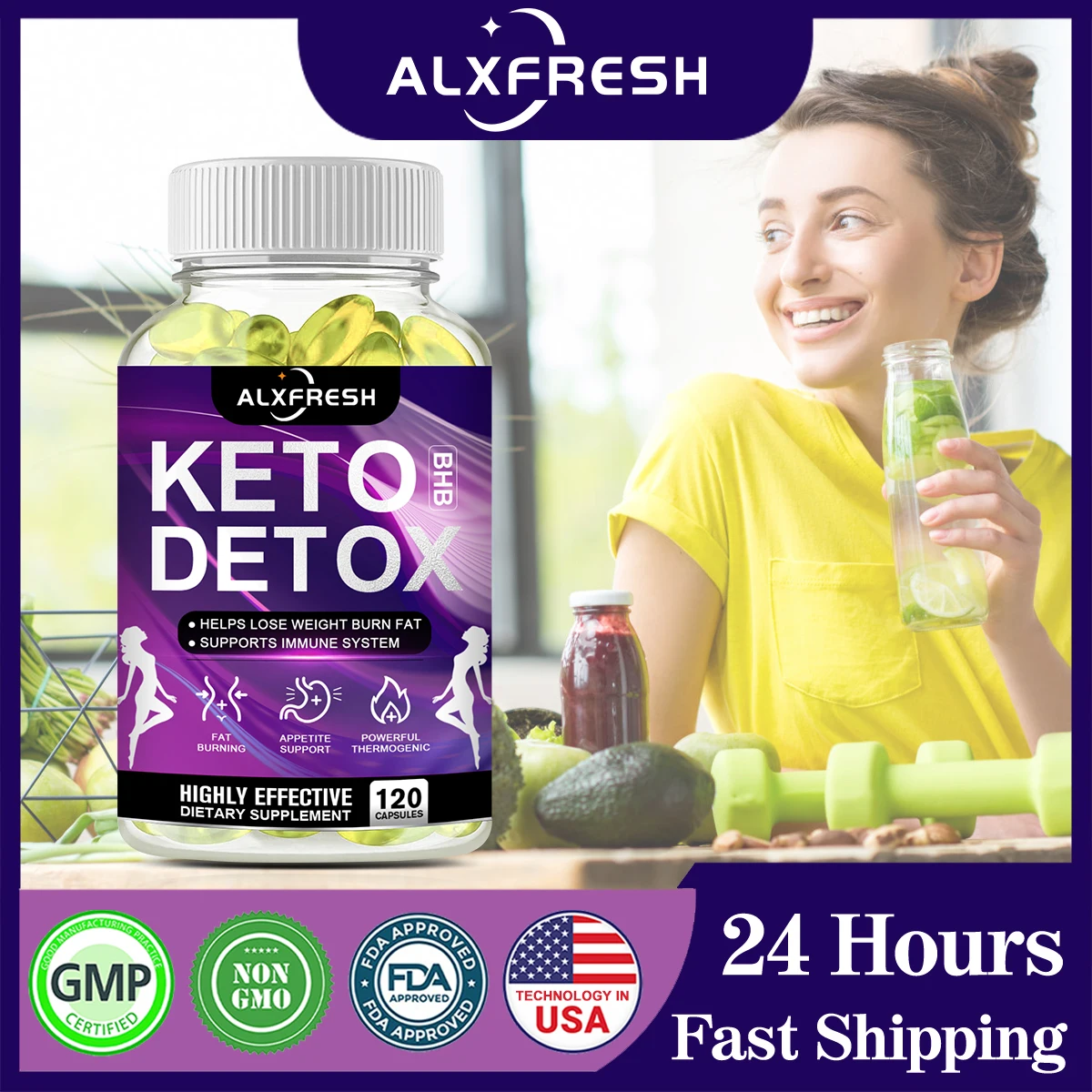 

Alxfresh KETO Capsules Ketosis Diet - Nutrition Dietary Supplement - Non-GMO