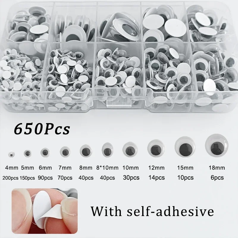 210-800PCS Self Adhesive Doll Eyes for DIY Craft Toys Googly Wiggly Eyes  Scrapbooking Decor Craft Supplies 4/5/6/7/8/10/12mm