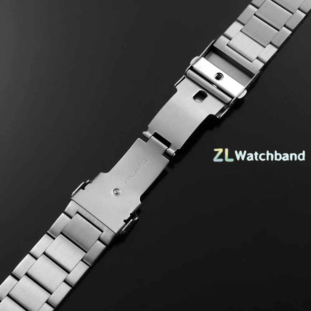 Stainless Steel Silver Watch Strap with Metal Folding Buckle