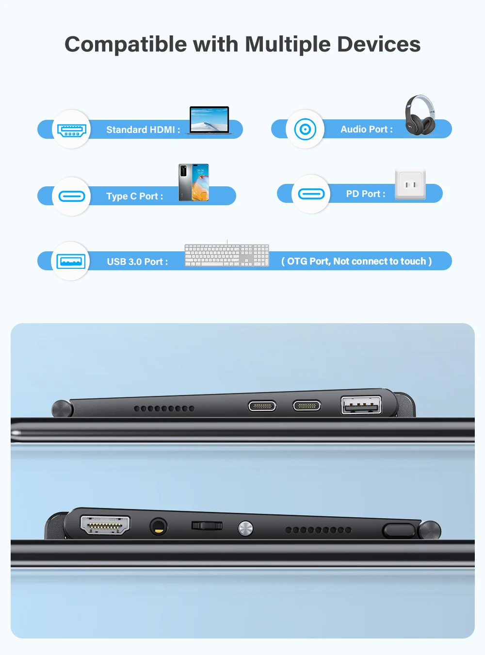 UPERFECT y ޴ , FHD 1080P ġ ũ, Ʈ PC XBOX PS4 ġ Ｚ  ȭ̿  ° ÷, 15.6 ġ