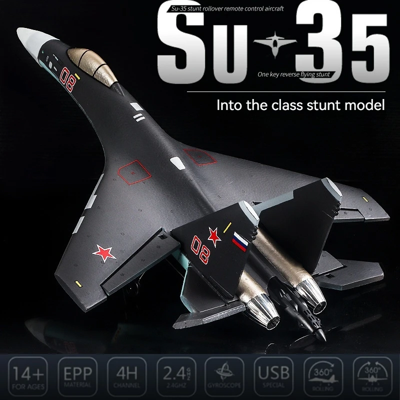 

Qf009 Su-35 2.4ghz Stunt Rc Airplane 4ch 6 Axis Fly Backwards Fixed Wing Fighter Glider Impact Resistance Model For Kids Boy