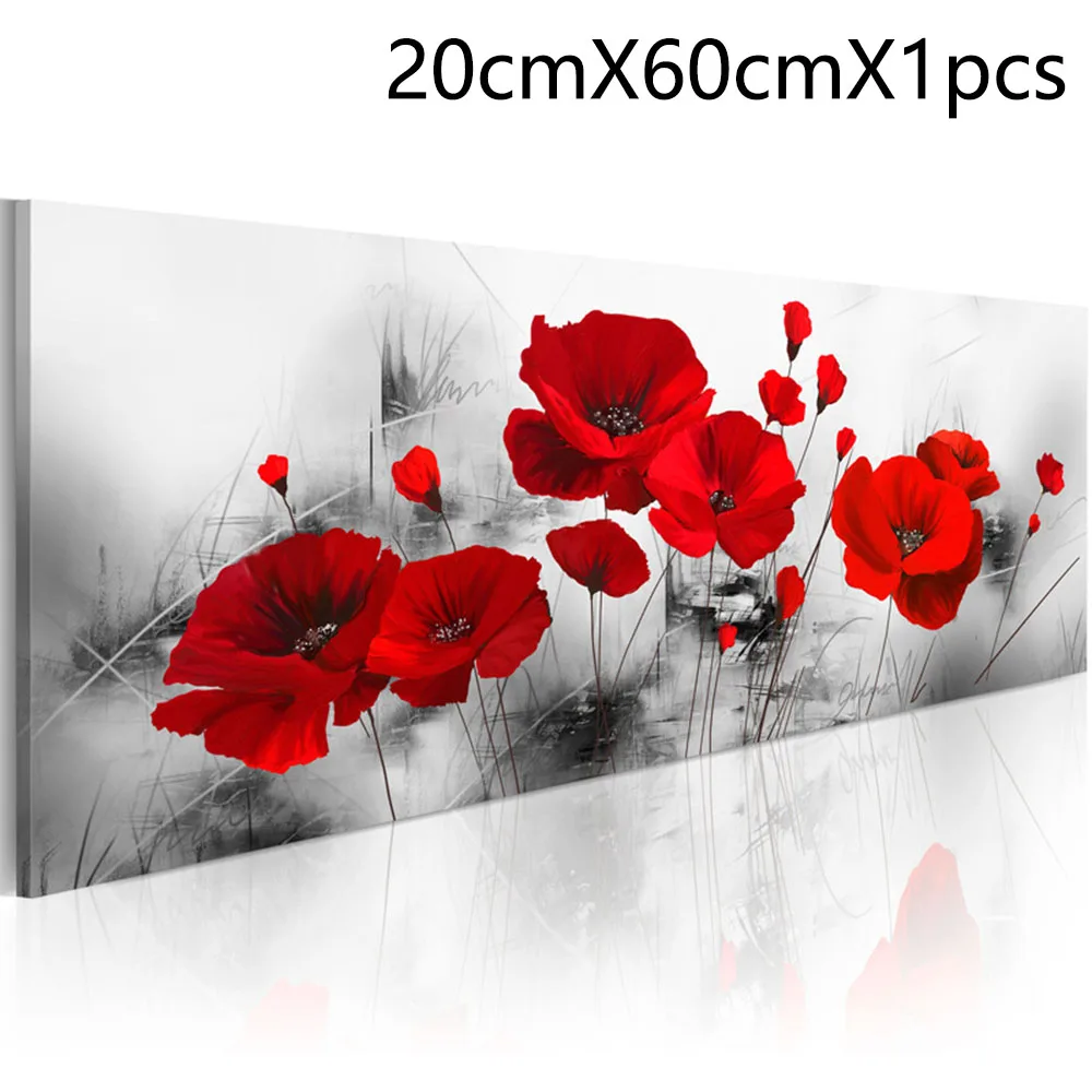 

Home Wall Decor, Canvas Art Painting, Single Red Poppy Rose Flower Picture, Fresh Colors, Suitable for Any Room
