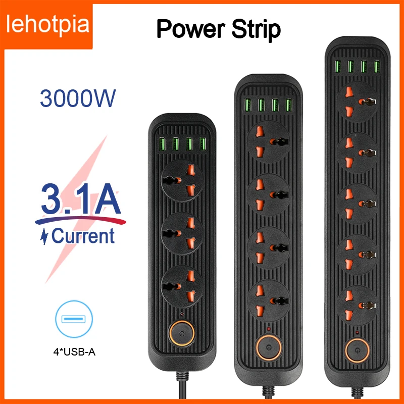 

Удлинитель Lehotpia сетевой с 4 USB-портами, 3,1 А