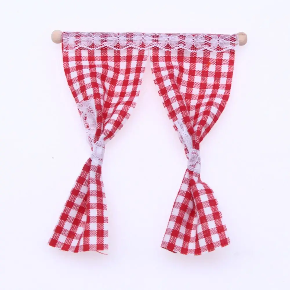 For OB11 Dollhouse Miniature Curtain Flower Curtain 1/12 Scale Dollhouse Decor Accessories Lattice Model Furniture