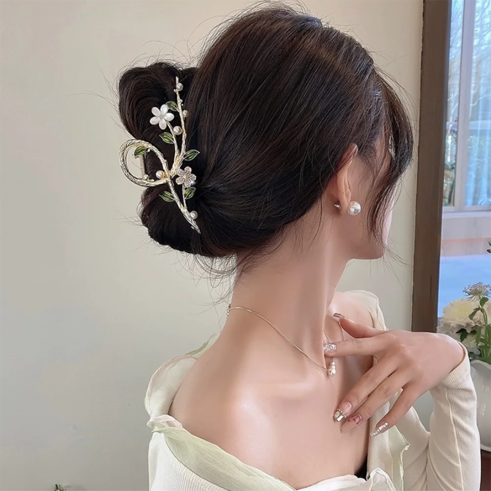 Luxus Schwarz Metall Blume Haar Klaue Clips Pferdeschwanz Greifen Haar Clips Für Frau Haarnadeln Mädchen Haar Zubehör Kopfschmuck – Detail 7