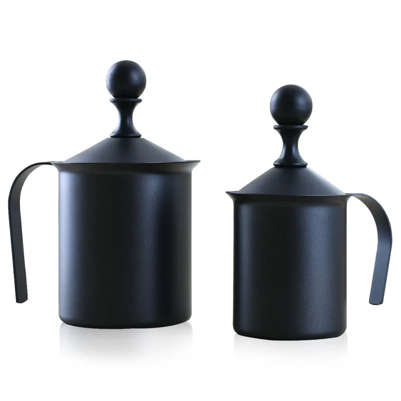 Montalatte Manuale In Acciaio Inox Creamer Pompa Manuale Montalatte Doppia Rete Caffè Montalatte Nero 400/800Ml Lattiera