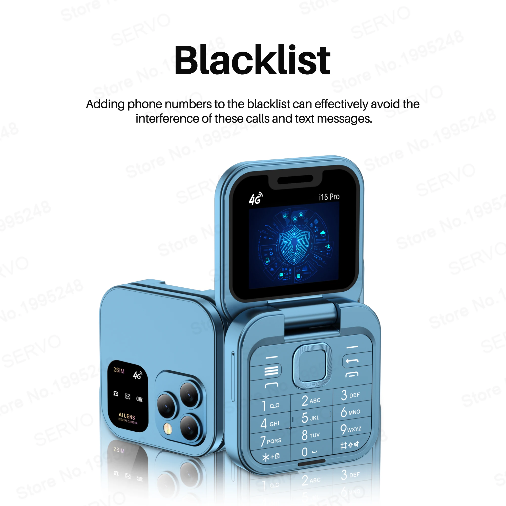 SERVO i16 PRO Cute Foldable Mobile Phone 2G GSM Speed Dial Blacklist Magic Voice FM Radio Small Flip Cellphones Dual SIM Standby