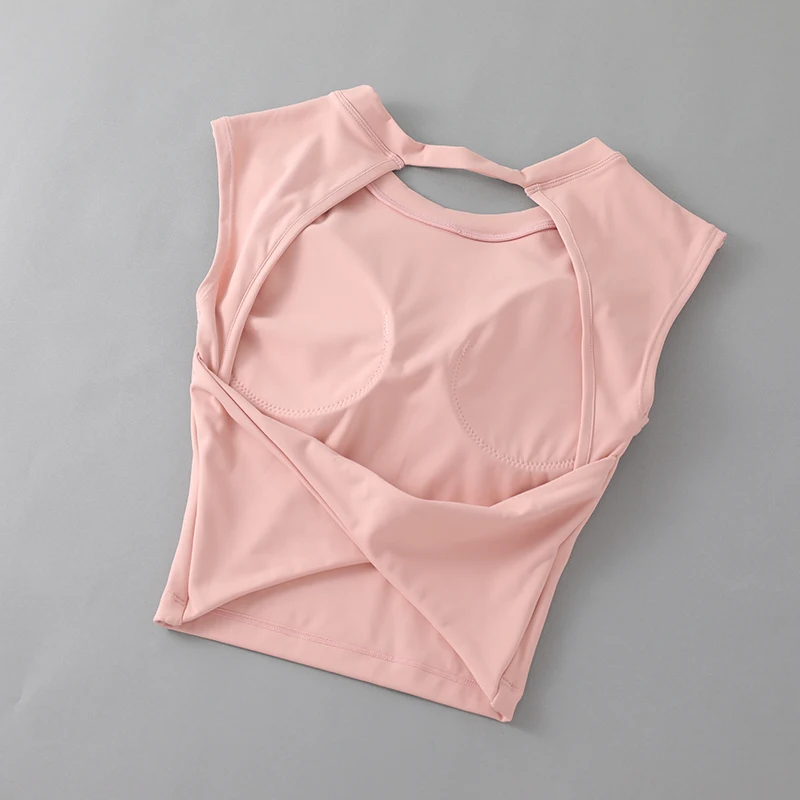 Yoga Top Women's Sexy Short Backless Fixed Chest Pad Sports T-shirt Vest Tight Quick Drying Sleeveless