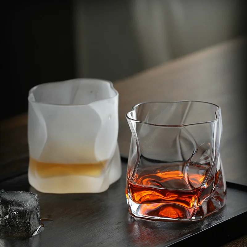 Whiskey Crystal Cup Japanese Art Glassware Wine Tasting Glasses Crumpled Whisky Tumbler Rock Cognac Snifter Beer Mug