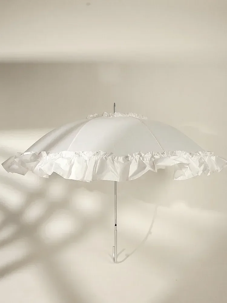 Lace Long Shank Umbrella Curved Handle European-style Vintage Umbrella Arch Princess Straight Stick Photography Household