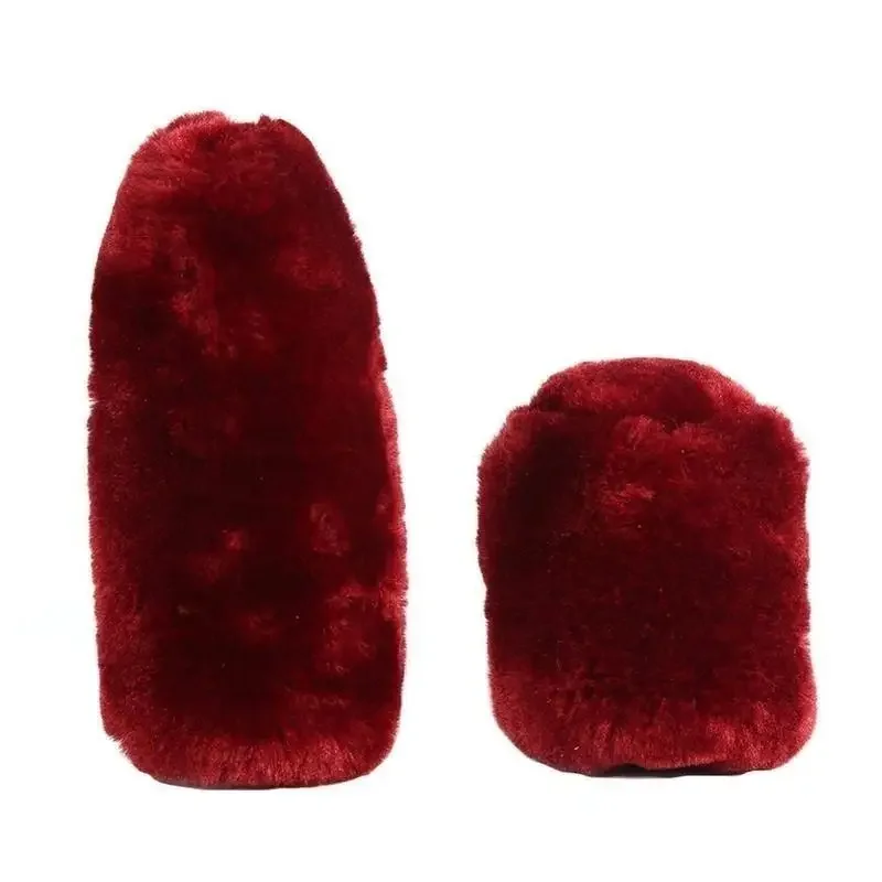 New Soft Warm Long Wool Fuzzy Steering Wheel Cover Handbrake Cover Gear Covers Car Accessory Sheep Fur Plush Protector Cover