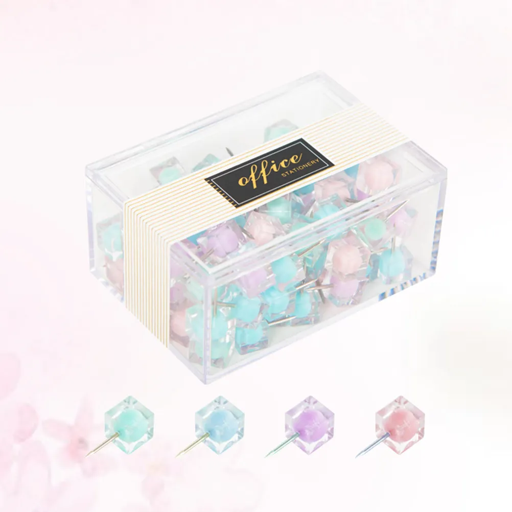 80개 멀티 컬러 푸시핀, 코르크보드, 화이트보드, 가정, 사무실, 학교용 창의적인 압정, 투명 압정