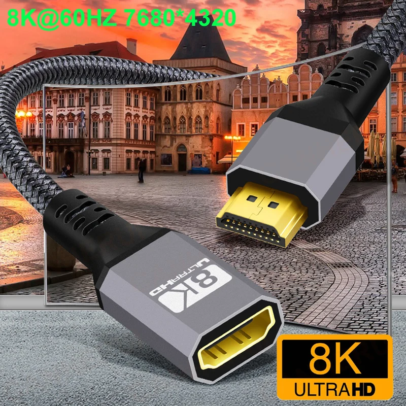Ultra High-Speed HDMI Extension Cable Male to Female - 8K HDR, 48Gbps, 0.3m/1.5m Lengths