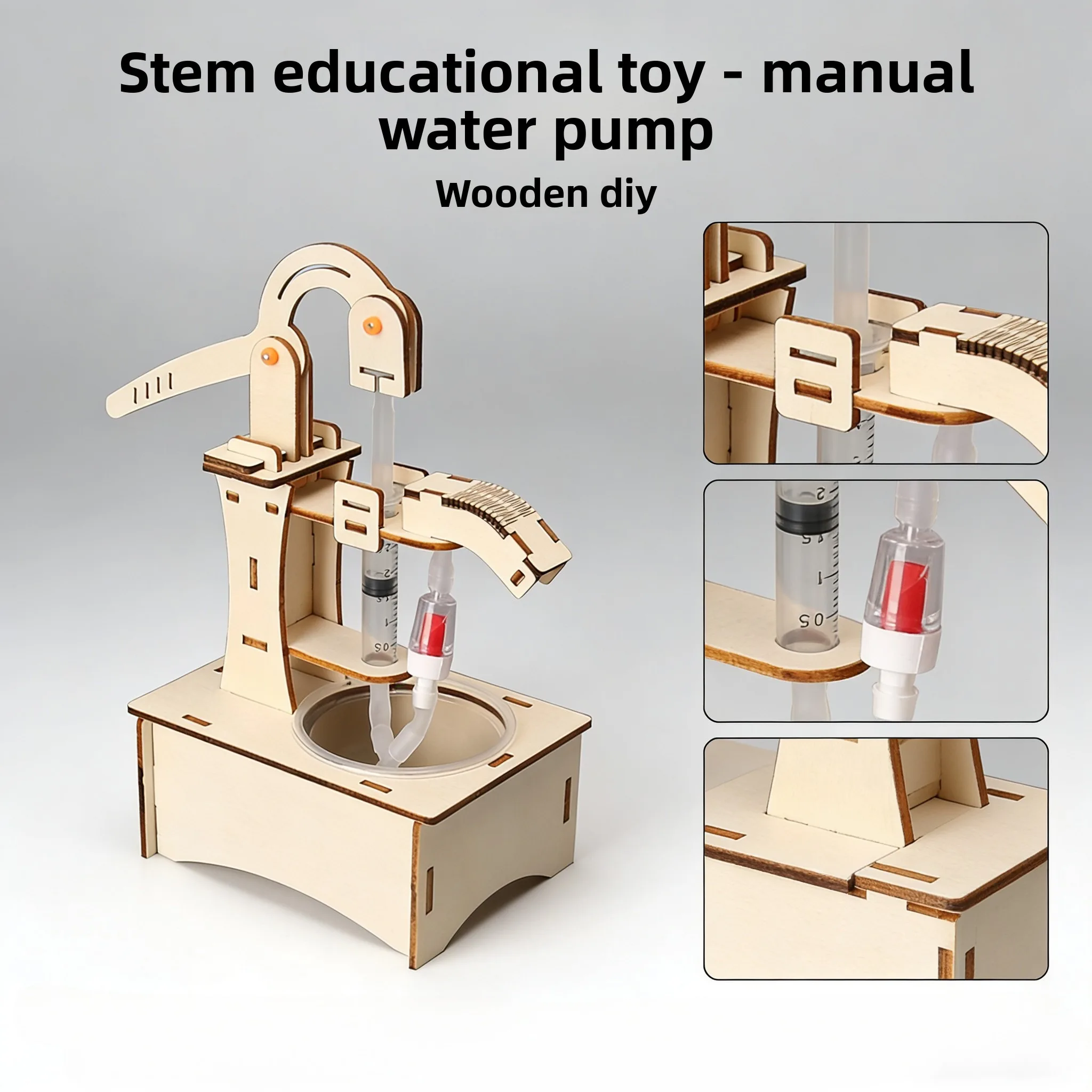 Wooden DIY Hand Pump Well STEM Educational Science Experiment Kit